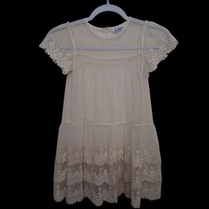 Mayoral Lace Girls Dress Cream Size 5 Crochet Formal Sheer